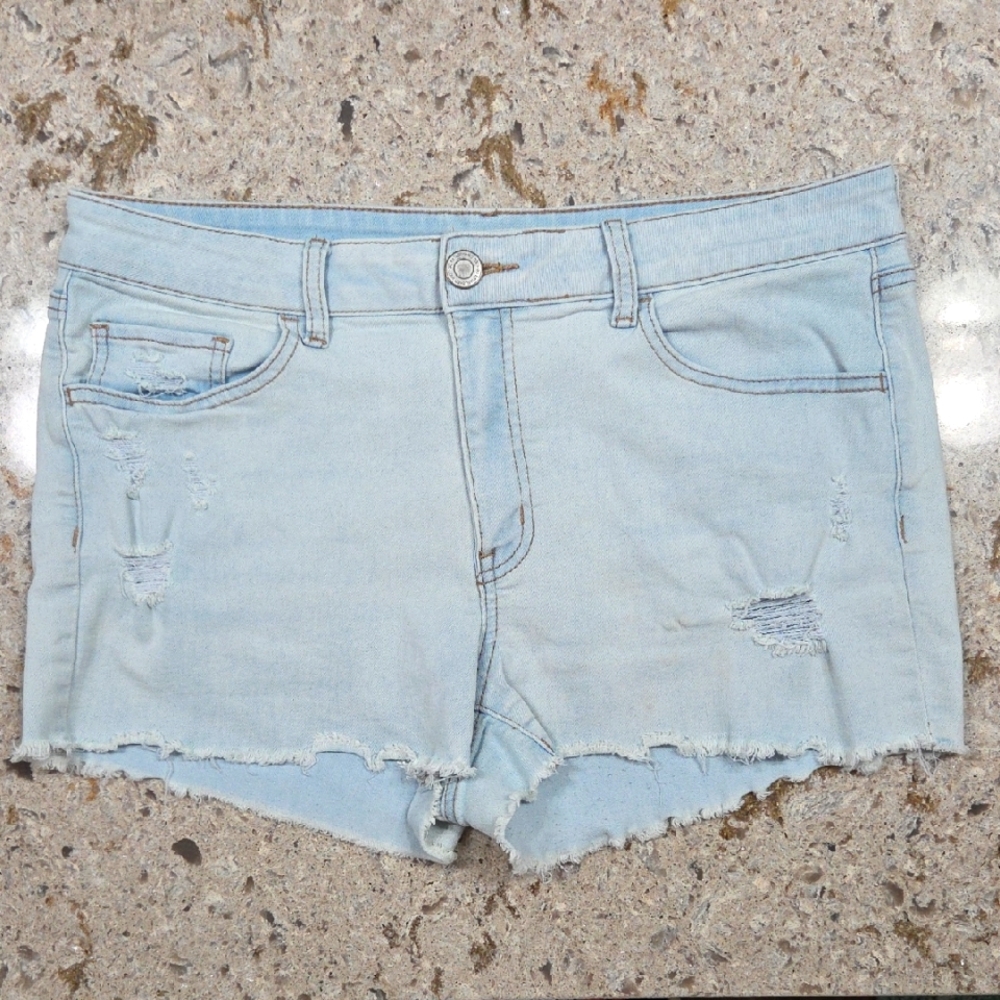 SO Light Blue Distressed Jean Shorts Frayed Hem Favorite Shortie Size‎ 17 Jr
